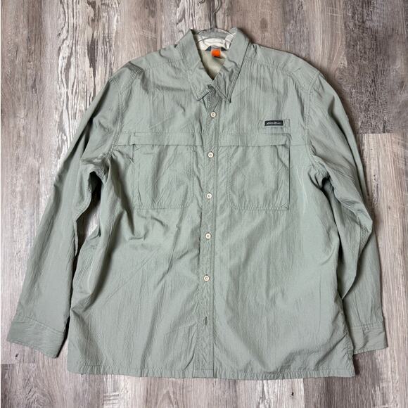 Eddie Bauer Men’s 2XL Trail Shirt Sage Green Outdoor Hiking Fishing Button Front - Picture 2 of 13
